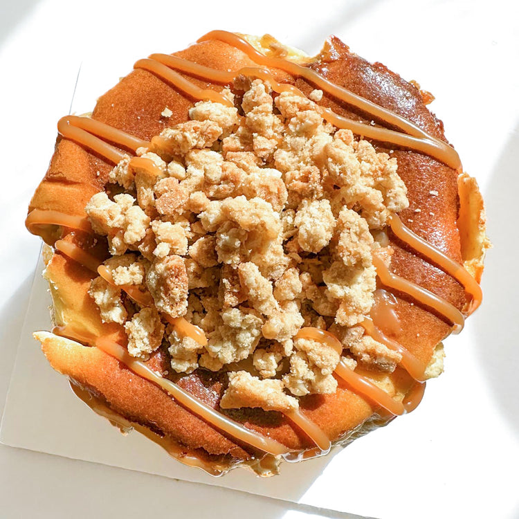 gâteau au fromage basque au crumble pommes-poires.