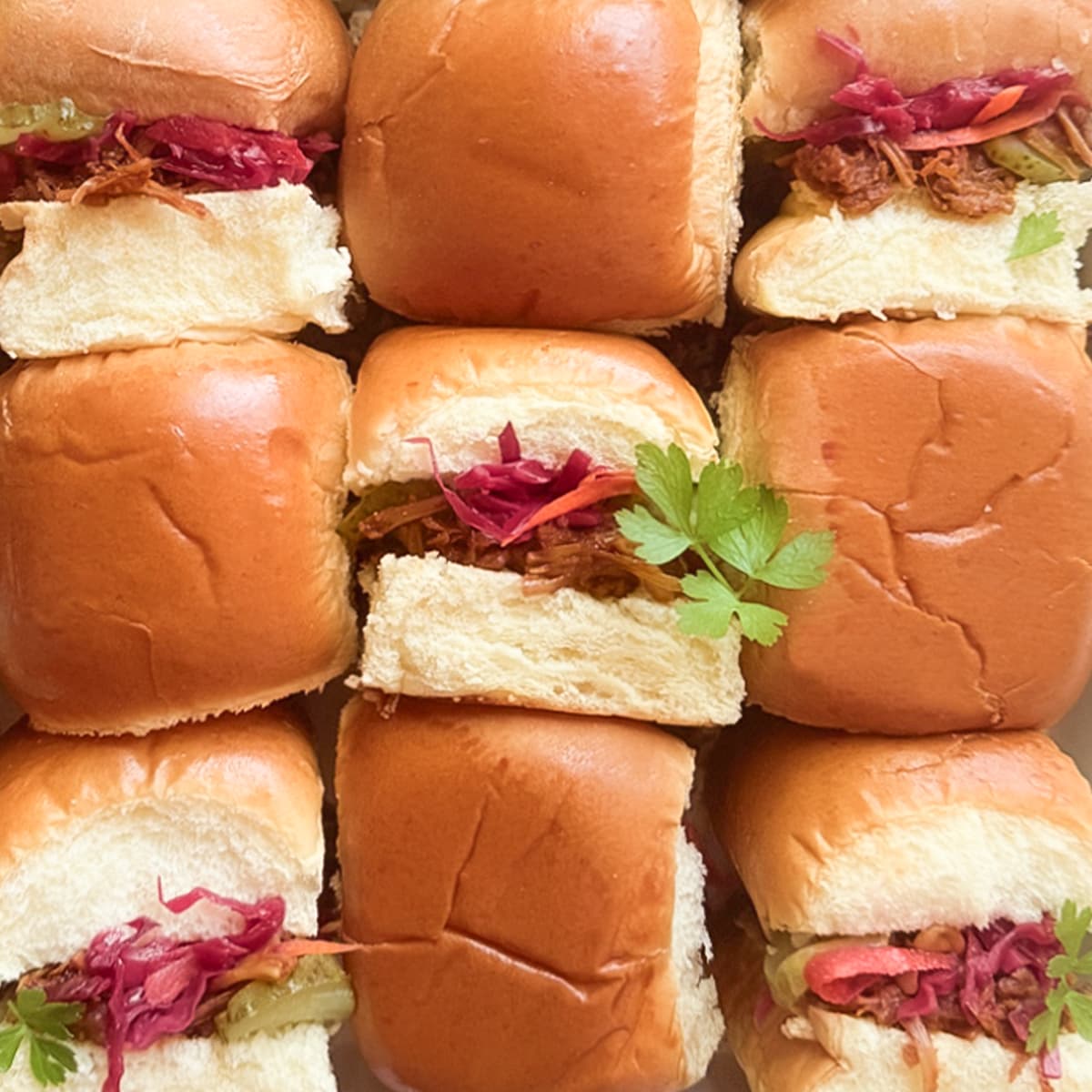 vegetarian "pulled pork" brioche buns.