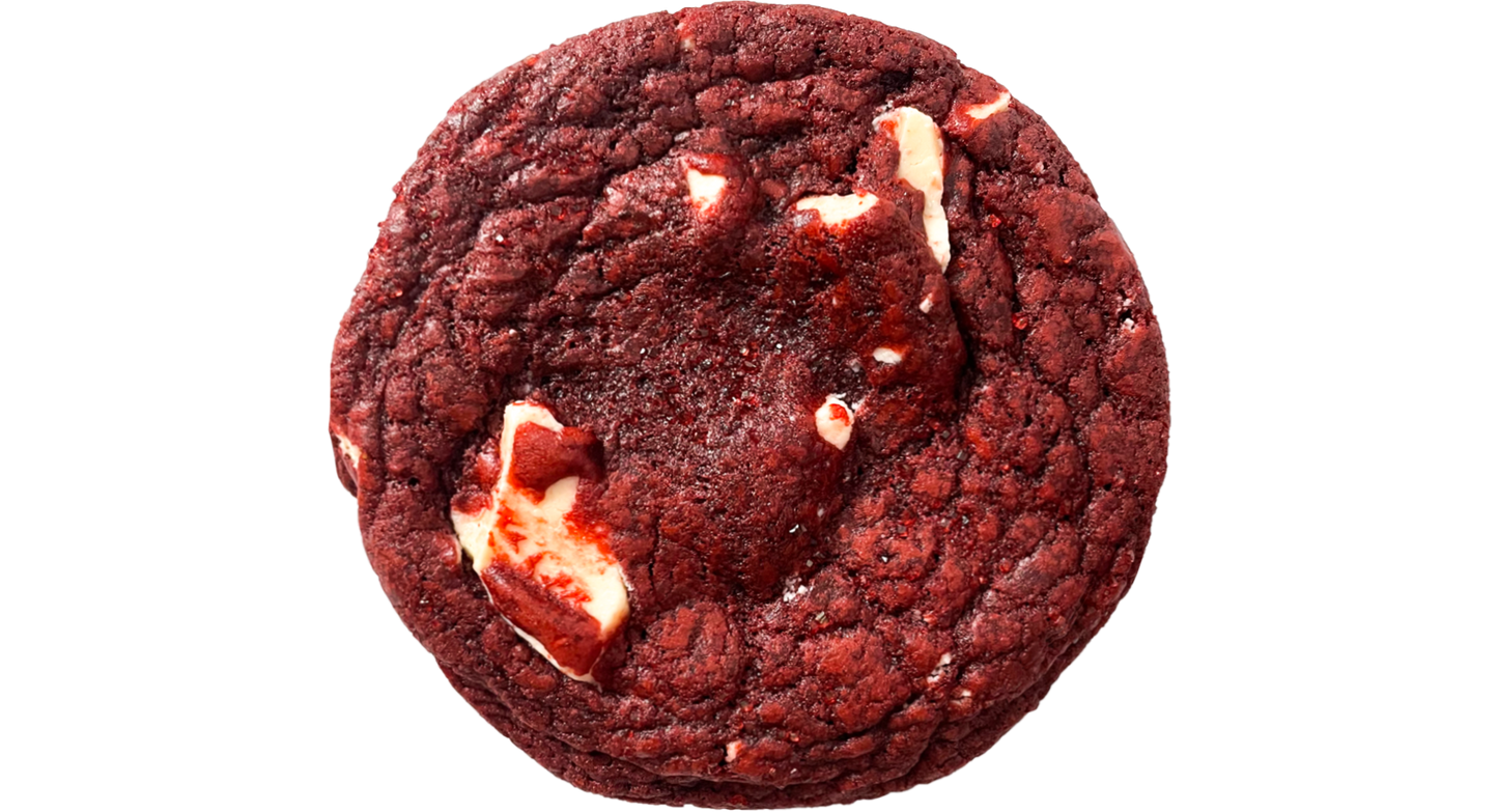 red velvet cookie with white chocolate chunks